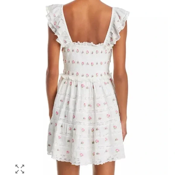 LoveShackFancy Finny Dress M NWT White Pink Floral Lace Smocked Mini Cottagecore - Picture 5 of 11